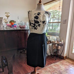 Peplum style black & ivory dress